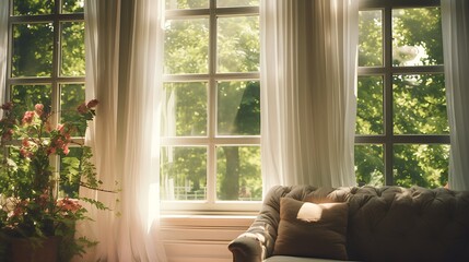 the most of natural light with strategically placed windows and curtains.