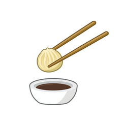 Delicious asian food dimsum with sauce. vector illustration