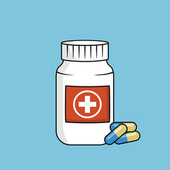 Medical capsules with bootle vector illustration