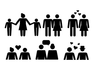 People, family, parents, person icon sign symbol vector design isolated on white background.