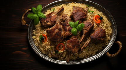 A mouth-watering plate of lamb kabsa, a popular dish for breaking fast during Ramadhan