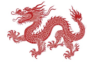 Monochrome vector illustration of Chinese zodiac dragon as the mythical animal in Eastern Asia culture.