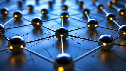 Connectivity and teamwork concept with abstract molecular structure and network.