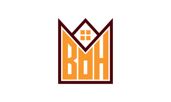 BOH initial letter real estate builders logo design vector. construction ,housing, home marker, property, building, apartment, flat, compartment, business, corporate, house rent, rental, commercial