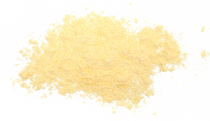Corn flour pile scattered isolated on white