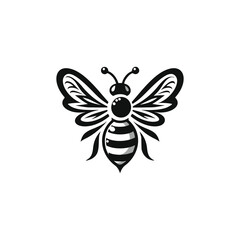 Professional black and white bee logo, suitable for a variety of industries. Minimalistic aesthetic, isolated on a white background. Silhouette icon of a wasp. simple logo of a honeybee.