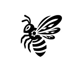 Professional black and white bee logo, suitable for a variety of industries. Minimalistic aesthetic, isolated on a white background. Silhouette icon of a wasp. simple logo of a honeybee.