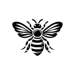 Professional black and white bee logo, suitable for a variety of industries. Minimalistic aesthetic, isolated on a white background. Silhouette icon of a wasp. simple logo of a honeybee.