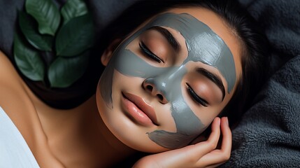 Relaxing young woman with closed eyes and a hydrating facial mask for flawless and radiant skin