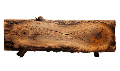 Wooden signboard isolated on transparent background. Wood texture.