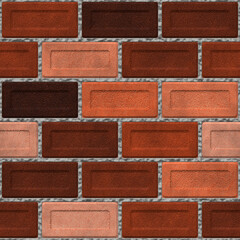 Brick drawing. Colorful brick wall seamless background- texture pattern for continuous replication.