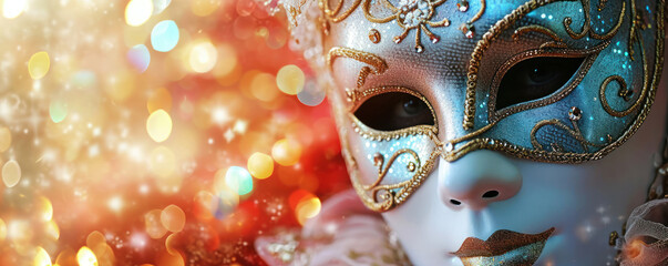 Venetian Carnival Mask Background Banner.