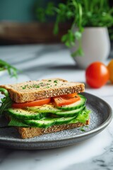 Healthy avocado toast. Diet food. Food photography. Proper nutrition