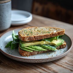 Healthy avocado toast. Diet food. Food photography. Proper nutrition