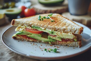 Healthy avocado toast. Diet food. Food photography. Proper nutrition