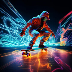 Wallpaper man riding a skateboard, Generative Ai