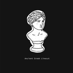 Ancient Greek linocut of a female Roman sculpture