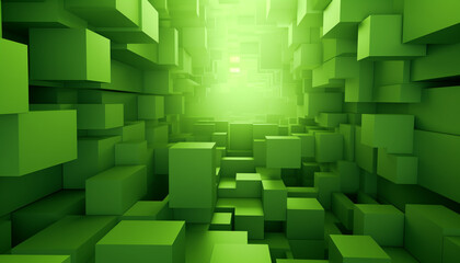 Fototapeta na wymiar 3D Green Background Geometric Abstraction