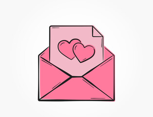 pink envelope with two hearts icon. love message and romantic symbol. valentines day design