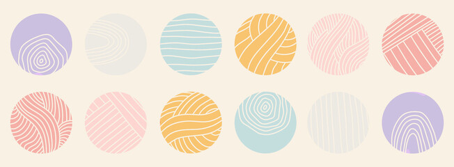 Hand drawn doodle abstract aesthetic shapes symbols illustration vector set banner wallpaper background modern pattern design rainbow squiggle circle bullet point to do symbol bright color png