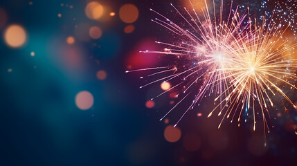 Beautiful fireworks background at night for holiday decoration