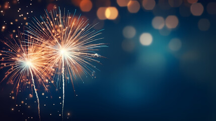 Beautiful fireworks background at night for holiday decoration