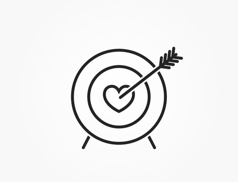 target with heart and arrow line icon. love and romantic symbol. valentines day design