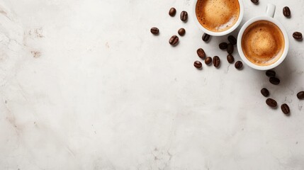 Abstract background with coffee and coffee beans on table.