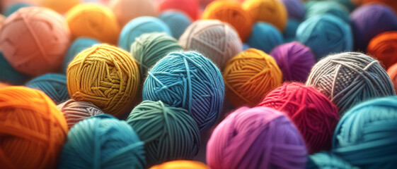 A kaleidoscope of creativity: vibrant yarn balls lie in wait, ready to weave a tapestry of warmth and color