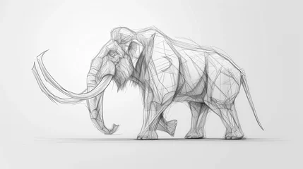 Muurstickers Hand pencil sketch drawing of mammoth the ancient prehistoric animal. © Joyce