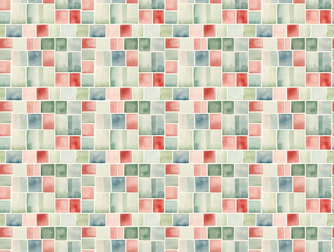 Rechteck rot gr&uuml;n Aquarell Wasserfarbe Hintergrund Textur Mosaik