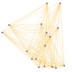 An abstract cut out transparent node network futuristic design element