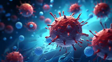 Virus cells abstract science concept, medical research background