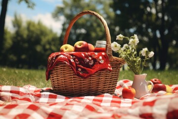 colorful picnic basket background - obrazy, fototapety, plakaty