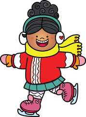 Ice skating girl in winter clip art