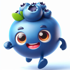 3D funny cartoon of a blueberry. Agriculture and healthy food. AI generated
