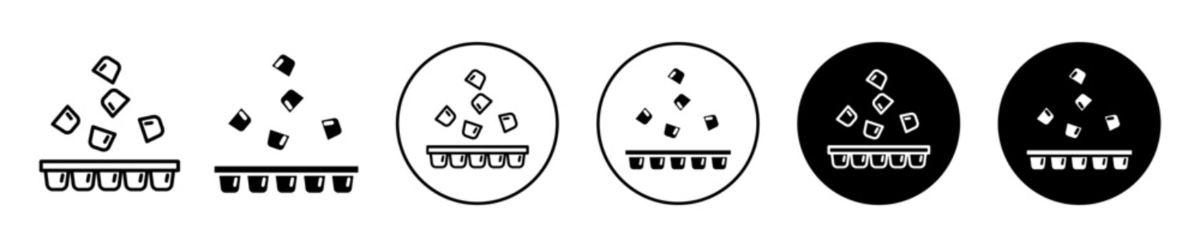 Ice Cube Plastic Container Vector Icon Set Collection. Ice Cube Plastic Container Outline Flat Icon.