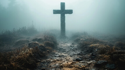 Road to the Cross, Christian symbol, people go to the cross