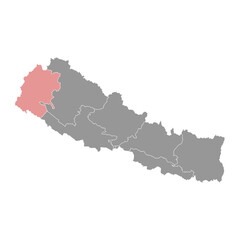 Sudurpashchim province map, administrative division of Nepal. Vector illustration.