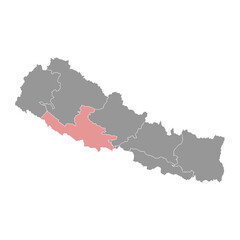 Lumbini province map, administrative division of Nepal. Vector illustration.