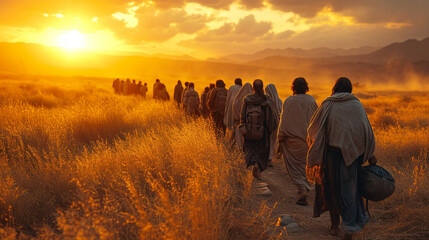 Exodus from Egypt, Moses leads the people of Israel in the desert