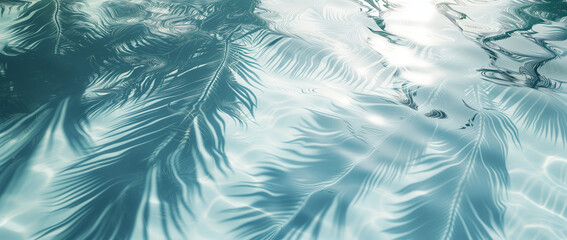 Aquatic Palm Silhouettes. Palm shadows dance on water's surface.