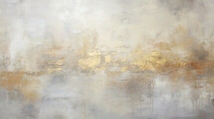 Textured abstract background, painting in white and silver with gold accents with distressed paint strokes, contemporary art, modern decoration	