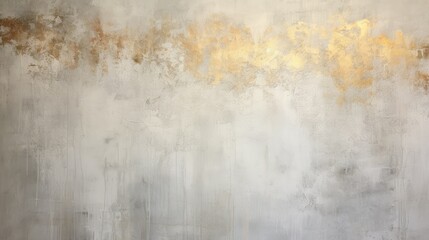 Obraz premium Textured abstract background, painting in white and silver with gold accents with distressed paint strokes, contemporary art, modern decoration 
