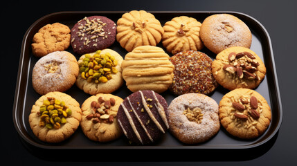 A tray of sweet and nutty maamoul cookies, a traditional dessert for breaking the fast