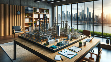 Fototapeta premium Elegant Corporate Setting Displaying Detailed Petroleum Model