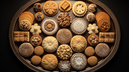 A tray of sweet and nutty maamoul cookies, a traditional dessert for breaking the fast