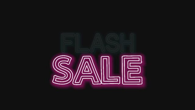 Glowing Flash Sale Now Text Neon Sign On black Background HD Animation stock video
