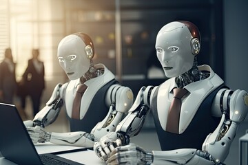 Jobs working on laptops in the office