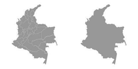 Colombia map with administrative divisions. - obrazy, fototapety, plakaty